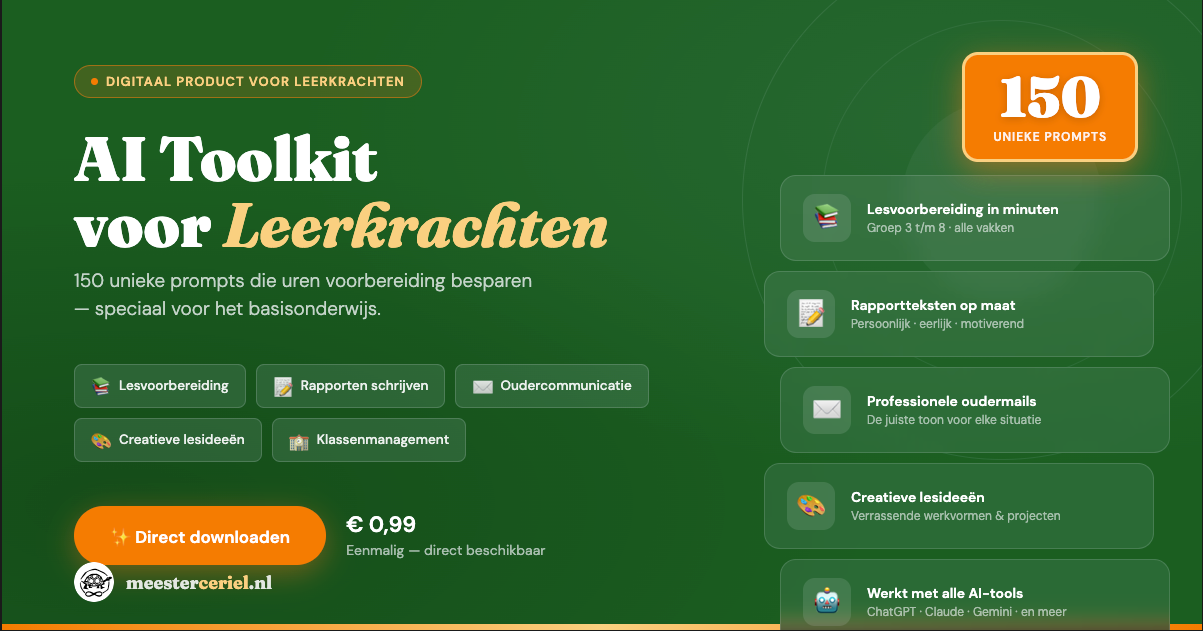 AI Toolkit voor Leerkrachten β 150 Unieke Prompts die Uren Voorbereiding Besparen